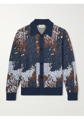 Officine Générale - Terry Jacquard-Knit Cardigan - Men - Blue - S