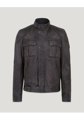 Belstaff Legacy Gangster Men's Hand Waxed Leather Tornado Grey Size UK 36