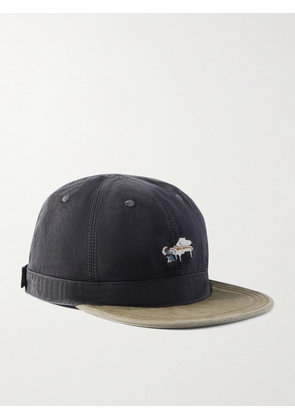 KAPITAL - Life Scherzo Chino Brimfield Embroidered Cotton-Twill Cap - Men - Black