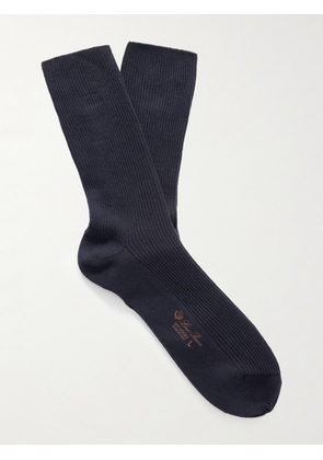 Loro Piana - Ribbed Cashmere-Blend Socks - Men - Blue - M