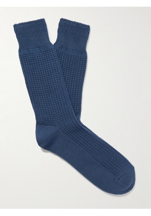 Mr P. - Waffle-Knit Cotton-Blend Socks - Men - Blue