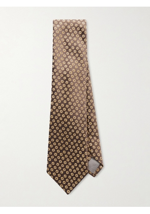 Charvet - 8cm Embroidered Silk Tie - Men - Brown