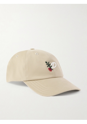 Drake's - D Flower Embroidered Cotton-Twill Baseball Cap - Men - Neutrals