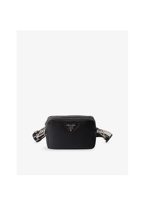 Womens Prada Enamelled -Logo Small Leather Cross-Body Bag