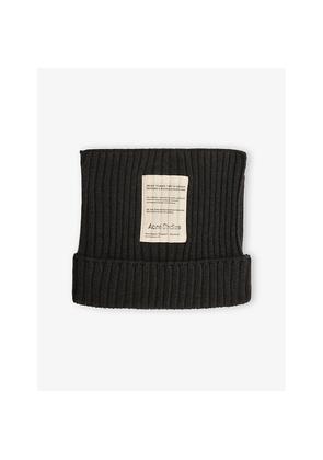Mens Acne Studios Ribbed Brand-Patch Wool-Blend Beanie