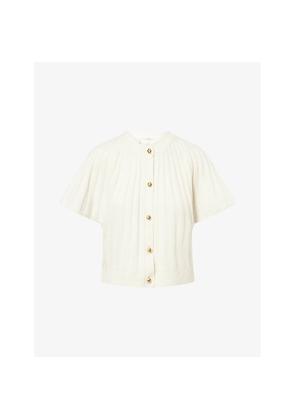 Womens Frame The Flutter Short-Sleeves Wool and Cashmere Cardigan