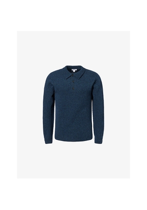 Mens Sunspel Regular-Fit Knitted Lambswool Polo Jumper