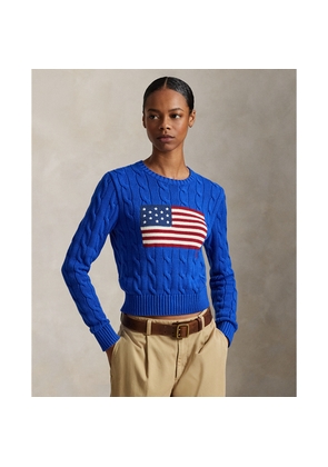 Flag Cable-Knit Cotton Cropped Jumper