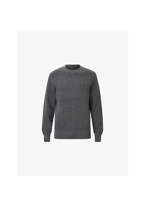 Mens Allsaints Aspen Logo-Embroidered Cotton and Wool-Blend Jumper