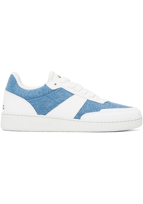 A. P.C. White & Blue Plain Sneakers