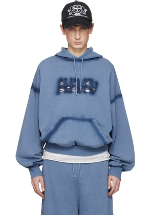 AVAVAV Blue Shoulderless Logo Hoodie