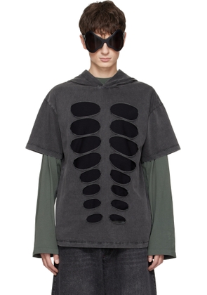 AVAVAV Gray Hooded Cutout T-shirt