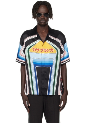 Casablanca Multicolor Graphic Mountain Short Sleeve Silk Shirt