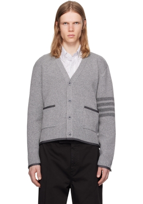 Thom Browne Gray Milano Stitch V Neck Cardigan