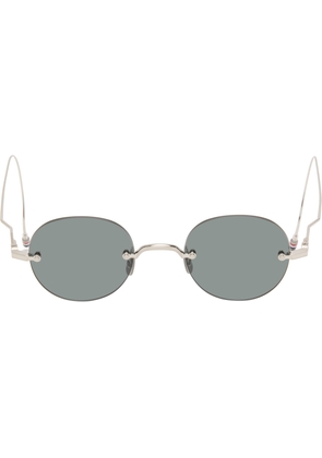 Thom Browne Silver Titanium Rimless Round Sunglasses