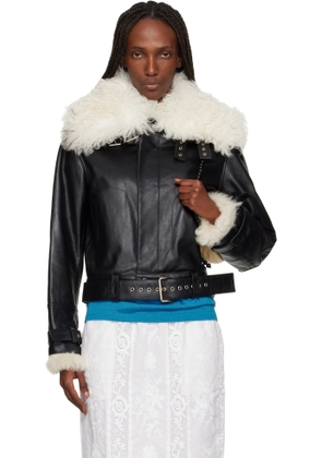 Wales Bonner Black 'The Bridge' Leather Jacket