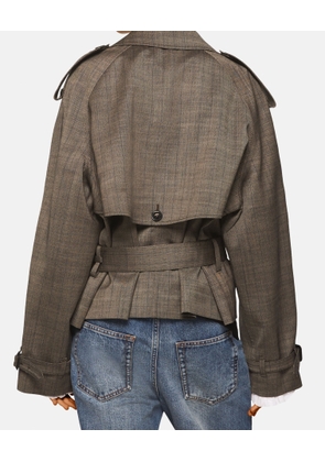 Stella McCartney - Cropped Pinstripe Wool Trench Jacket, Woman, Pinstripe, Size: 42