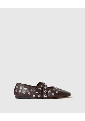 Stella McCartney - Ryder Popper-Studded Ballet Flats, Woman, Moka, Size: 40h