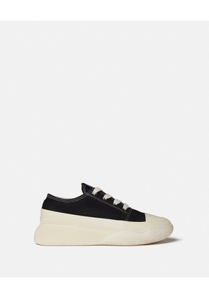 Stella McCartney - Loop Canvas Low-Top Trainers, Woman, Black/Cream, Size: 40