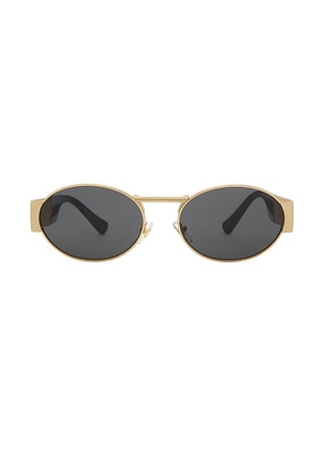 VERSACE Oval Sunglasses in Gold & Dark Grey - Metallic Gold. Size all.