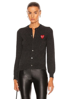 COMME des GARCONS PLAY Cardigan in Charcoal Grey - Black. Size M (also in S, XS).