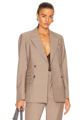 Bottega Veneta Double Breasted Jacket in Biscuit Melange - Tan. Size 40 (also in ).