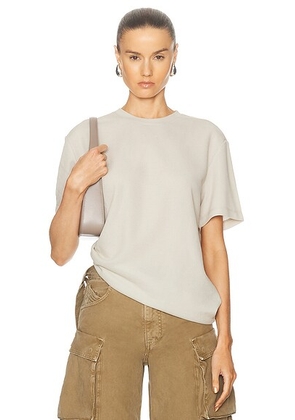 WAO Rib Textured Tee in Beige - Blue. Size XL/1X (also in ).