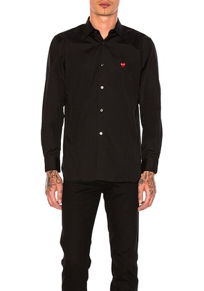 COMME des GARCONS PLAY Small Red Emblem Cotton Button Down in Black - Black. Size M (also in ).