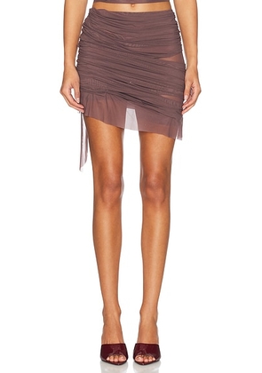 Di Petsa Wetlook Mini Skirt in Brown - Chocolate. Size M (also in ).