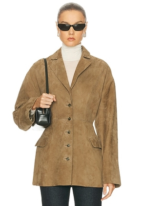 EAVES Salta Suede Jacket in Olive - Olive. Size L (also in M, S, XL, XS, XXS).