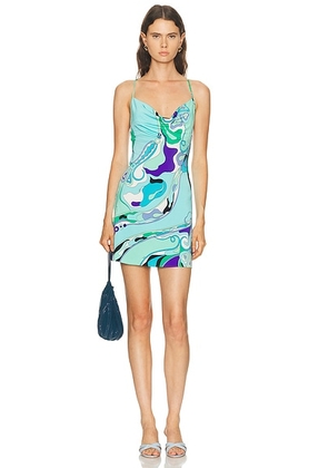 Emilio Pucci Mini Dress in Verde & Lilla - Blue. Size 38 (also in 40, 42, 44).