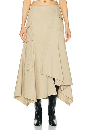 L'Academie by Marianna Noma Midi Skirt in Light Khaki - Tan. Size M (also in XXS).