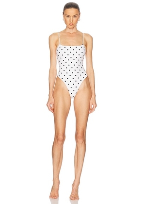 L'Academie by Marianna Cherie One Piece in Cream & Black Dot - White. Size L (also in ).