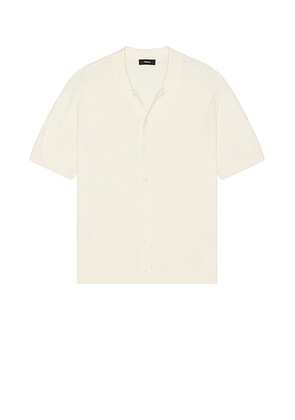 Theory Cairn Short Sleeve Shirt in Eggshell - Cream. Size XXL/2X (also in ).