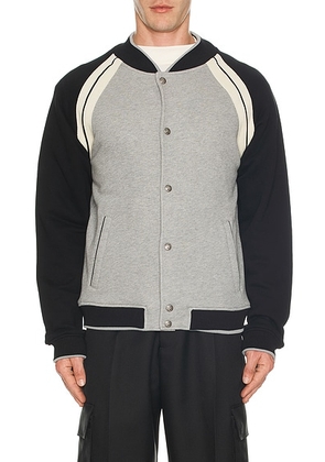 Palm Angels Curved Logo Track Varsity Jacket in Grey Melange - Grey. Size L (also in ).