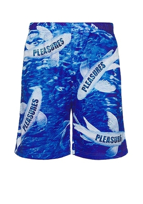 Pleasures Koi Mesh Shorts in Blue - Blue. Size L (also in M, S).