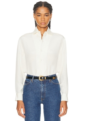 Ralph Lauren Collection Capri Relaxed Fit Silk Marocaine Shirt in Lux Cream - Cream. Size 4 (also in 2, 6).