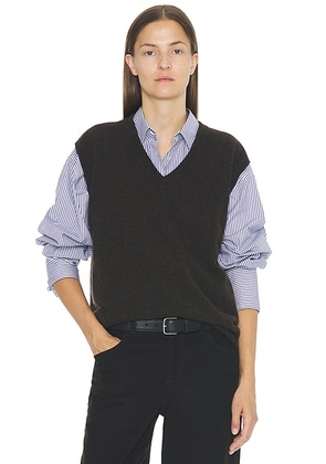 The Row Levi Top in Brown Melange - Brown. Size L (also in M, XS).