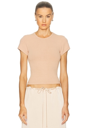 SABLYN Yael Cropped Baby Tee in Pink Sand - Nude. Size M (also in L, S).