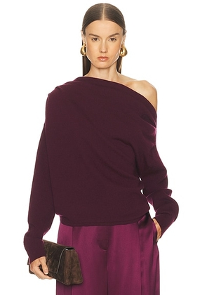The Sei Long Sleeve Asymmetrical Drape Sweater in Merlot - Wine. Size L (also in M).