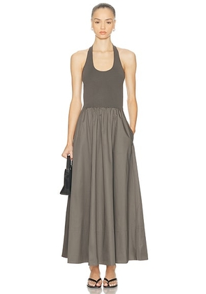 St. Agni Halter Gathered Dress in Khaki - Grey. Size M (also in XS).