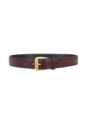 Saint Laurent Textured Leather Belt in Hot Wine - Wine. Size 65 (also in 70, 90).