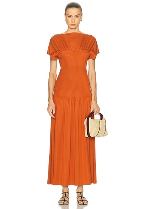 Toteme Knife Pleated Jersey Dress in Terracotta - Burnt Orange. Size S (also in L, M).