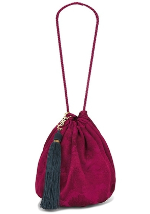 Saint Laurent Evening Pochon Round Bag in Dark Red Berries & Blue - Red,Fuchsia. Size all.