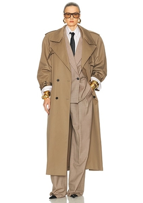Saint Laurent Belted Trench Coat in Taupe Plaza - Taupe. Size 36 (also in 38, 40).
