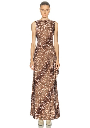 SRG Miriam Silk Dress in Fawn Print - Multi. Size M (also in L, S, XL, XS, XXS).