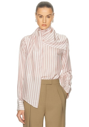 SRG Celeste Silk Top in Red & Maroon Stripe - Cream. Size M (also in S, XS, XXS).
