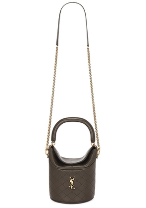 Saint Laurent Top Handle Bucket Bag in Light Musk - Charcoal. Size all.