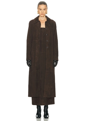 SRG Bruno Suede Coat in Chocolate - Chocolate. Size S (also in M, XL, XS, XXS).