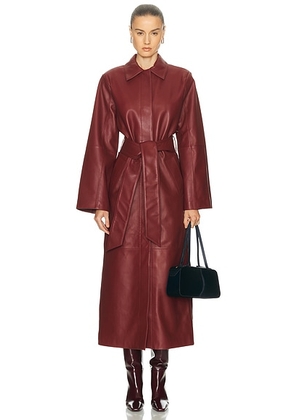 SRG Reggie Leather Coat in Scarlet - Burgundy. Size S (also in M, XS, XXS).
